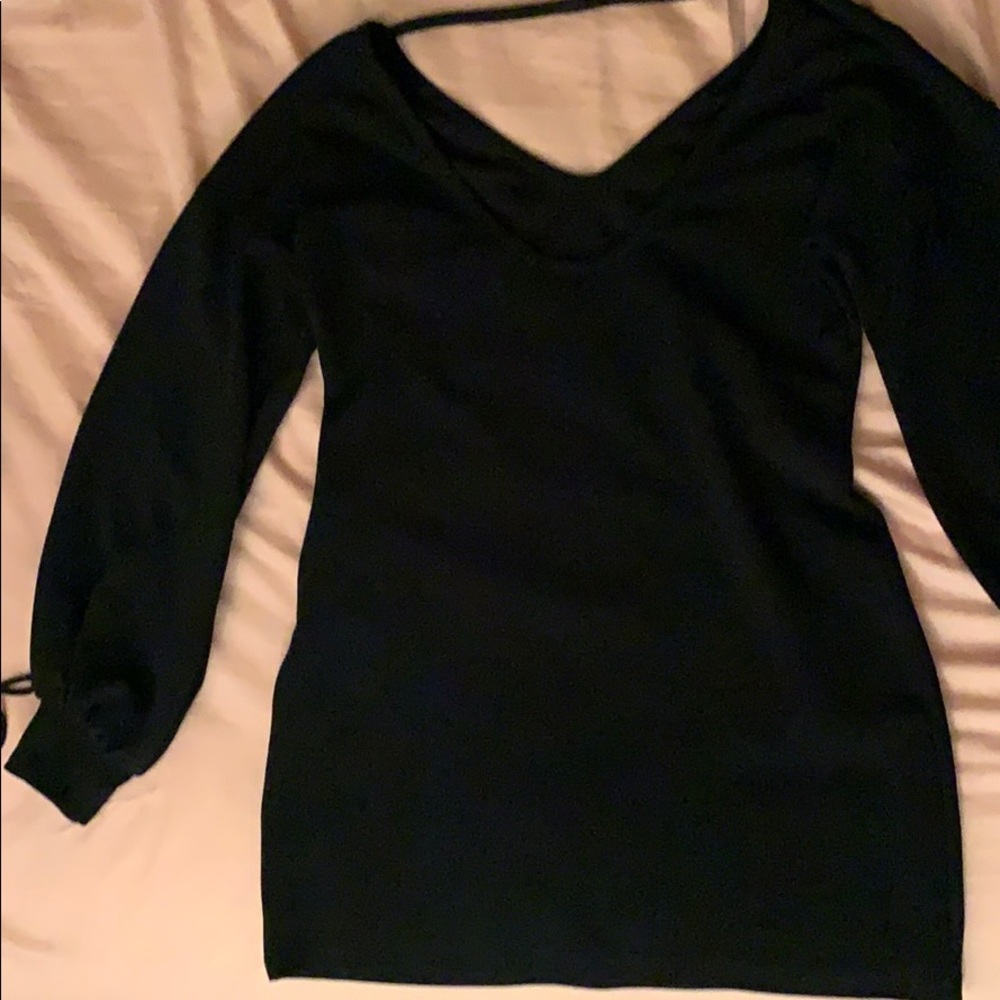 Black long sleeve T-shirt dress